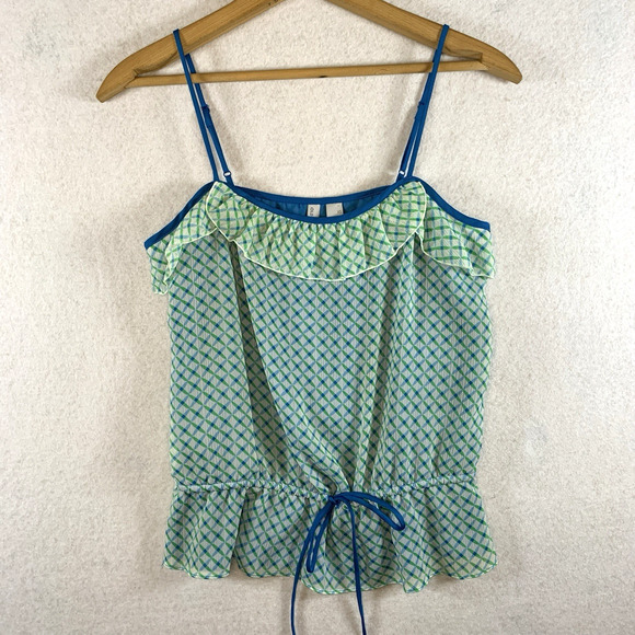 Old Navy Tops - Old Navy Womens Chiffon Ruffle Cami Top Sz XS Flounce Feminine Preppy Peplum Y2K